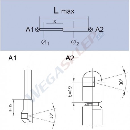 Sprężyna gazowa GS0125 Ford Mondeo I