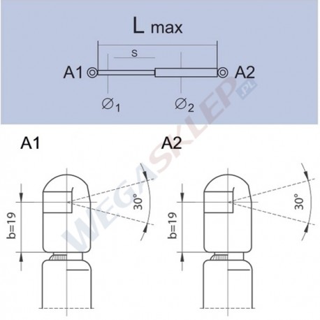 Sprężyna gazowa GS0156 Hyundai Accent (X 3)