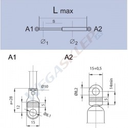 Sprężyna gazowa GS0585 Audi 80, 80 Quatro (89,8A), Audi 90, 90 Quatro (89,8A)