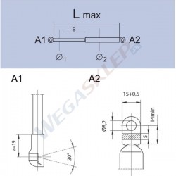 Sprężyna gazowa GS0593 Citro?n BX