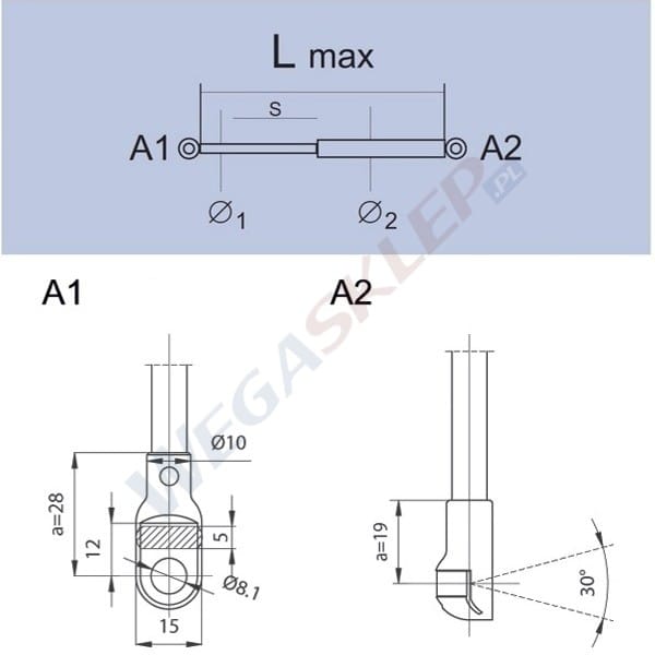 Zdjęcie produktu Sprężyna gazowa GS0617 Peugeot 505